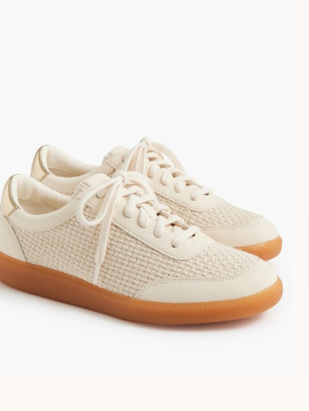J. Crew Cream Knit Lace-Up Sneakers with Gum-Style Sole